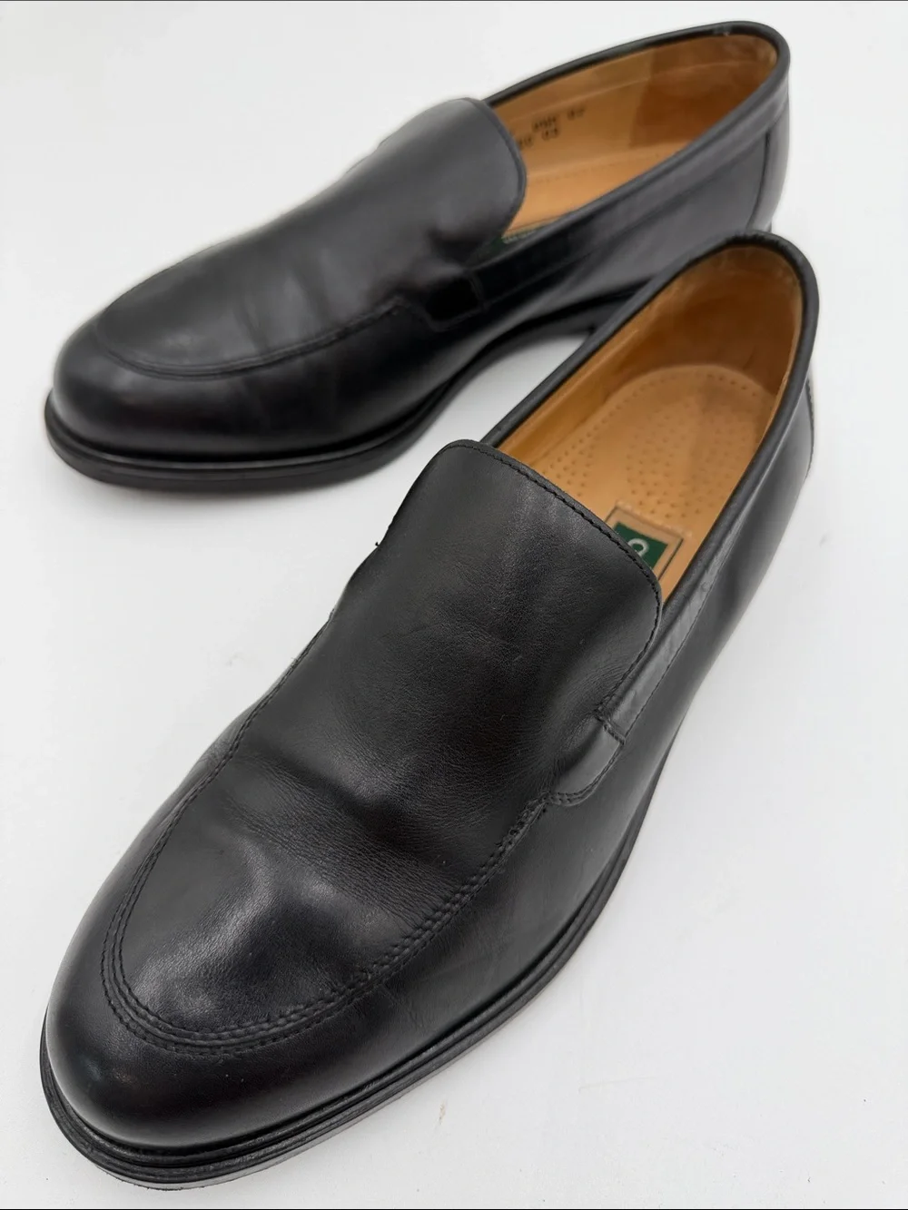 COLE HAAN sz8.5M Black Leather Smooth Loafers MADE IN USA FULL LEATHER